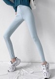 Autumn Light Blue High Waist Slim Jeans