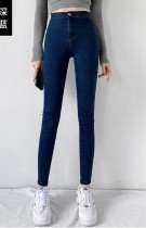 Autumn Dark Blue High Waist Slim Jeans