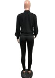 Winter Black Knitting Top and Matching Tights Legging Two Piece Set