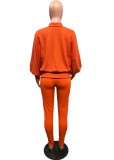 Winter Orange Knitting Top and Matching Tights Legging Two Piece Set