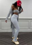 Fall Sexy Grey Tube Tops And Cape And Pant 3 Piece Set