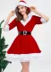 Christmas Women V-neck Hoody Red Costume Skater Dress