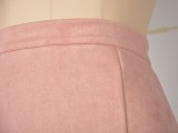 Summer Sexy Pink Solid Slit Mini Skirt