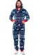 Men'S Christams Blue Print Long Sleeve Zipper Hood Onesies Jumpsuit