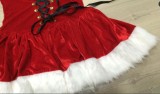 Winter Red Santa Party Carvinal Mini Christmas Dress And Hat Sets