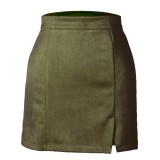 Summer Sexy Green Solid Slit Mini Skirt