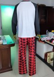 Winter Deer Print Plaid Sleeping Christmas Family Father Pajama Set