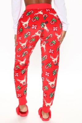 Winter Red Printed Christmas Sleeping Pajama Pants