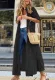 Fall Casual Black Lace Full Sleeve Long Cardigan