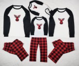 Winter Deer Print Plaid Sleeping Christmas Family Father Pajama Set