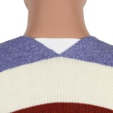 Winter Casual Multicolor Stripes Knitted Cardigan