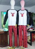 Winter Deer Print Plaid Sleeping Christmas Family Father Pajama Set