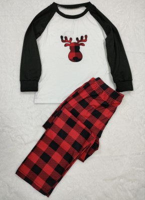 Winter Deer Print Plaid Sleeping Christmas Family Father Pajama Set