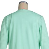 Fall Mint Green Knitted Crop Tank Long Cardigan and Match 3pcs Pants Set