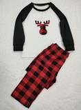 Winter Deer Print Plaid Sleeping Christmas Family Mother Pajama Set