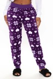 Winter Purple Printed Christmas Sleeping Pajama Pants