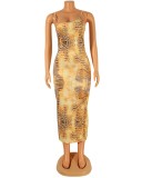 Fall Sexy Print Straps Sleeveless Long Dress