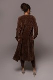 Winter Sexy Brown Vest And Long Slevee Coat And Pant 3 Piece Set