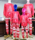 Two Piece Red Print Christmas Family Pajama - Mommy