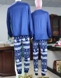 Two Piece Blue Print Christmas Family Pajama - Kids