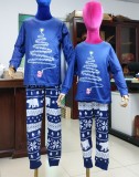Two Piece Blue Print Christmas Family Pajama - Mommy