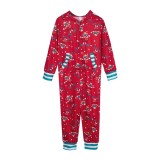 Winter Red Printed Hoody Family Kids Pajama Jumpsuit