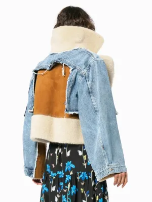 Winter Casual Blue Turndown Collar Fleece Patch Denim Jacket