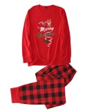 Winter Chirstmas Printed Red Plaid Two Piece Family Daddy Pajama Set