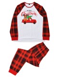Winter Chirstmas Printed Red Plaid and White Patch Two Piece Family Mother Pajama Set