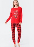 Winter Chirstmas Printed Red Plaid Two Piece Family Mother Pajama Set