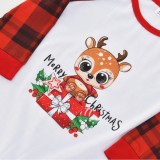 Winter Chirstmas Printed Red Plaid and White Patch Family Baby Pajama Romper