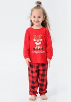 Winter Chirstmas Printed Red Plaid Two Piece Family Kids Pajama Set