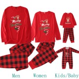 Winter Chirstmas Printed Red Plaid Family Baby Pajama Romper