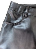 Winter Black Pu Leather Loose Pant