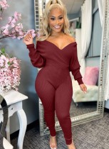 Winter Red Sweetheart Long Sleeves Knitting Jumpsuit