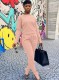 Winter Pink Casual Zippers Long Sleeve Shirt and Pants Two Piece Set