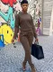 Winter Brown Casual Zippers Long Sleeve Shirt and Pants Two Piece Set