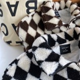 Winter Brown Fleece Geommetric Print Zipper Jacket