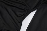 Winter Black V Neck Long Sleeves High Cut Bodysuit