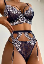 Sexy Black Lace See Through Bra And Panty Lingerie Set