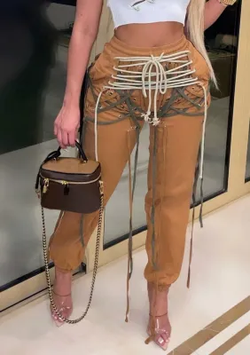 Winter Casual Fashion Kahaki Bandage Pant