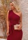 Winter Red One Shoulder Belted Formal Mermaid Evening Dress