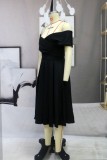 Winter Black Sweetheart Vintage Pleated Long Bridemaid Dress