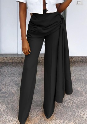 Winter Black Formal High Waist Straight Trousers