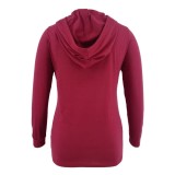 Winter Casual Rose Red Long Sleeve Split Pregenant Hoodies