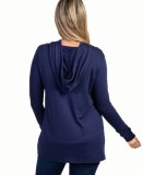 Winter Casual Blue Long Sleeve Split Pregenant Hoodies