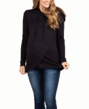 Winter Casual Black Long Sleeve Split Pregenant Hoodies