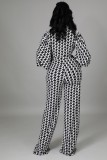 Winter Fashion Print Puffed Long Sleeve With Belt Jumpsuit