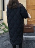 Winter Casual Black Turndown Sherpa Collar Long Sleeve Padding Long Coat