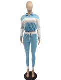 Winter Color Block Regular Shirt and Pants Two Piece Set